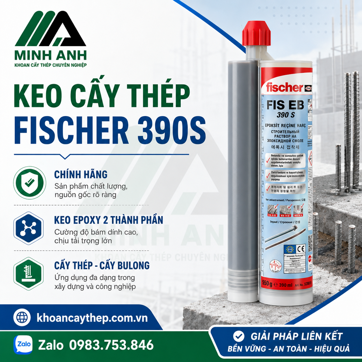 Keo cấy thép Fischer 390S