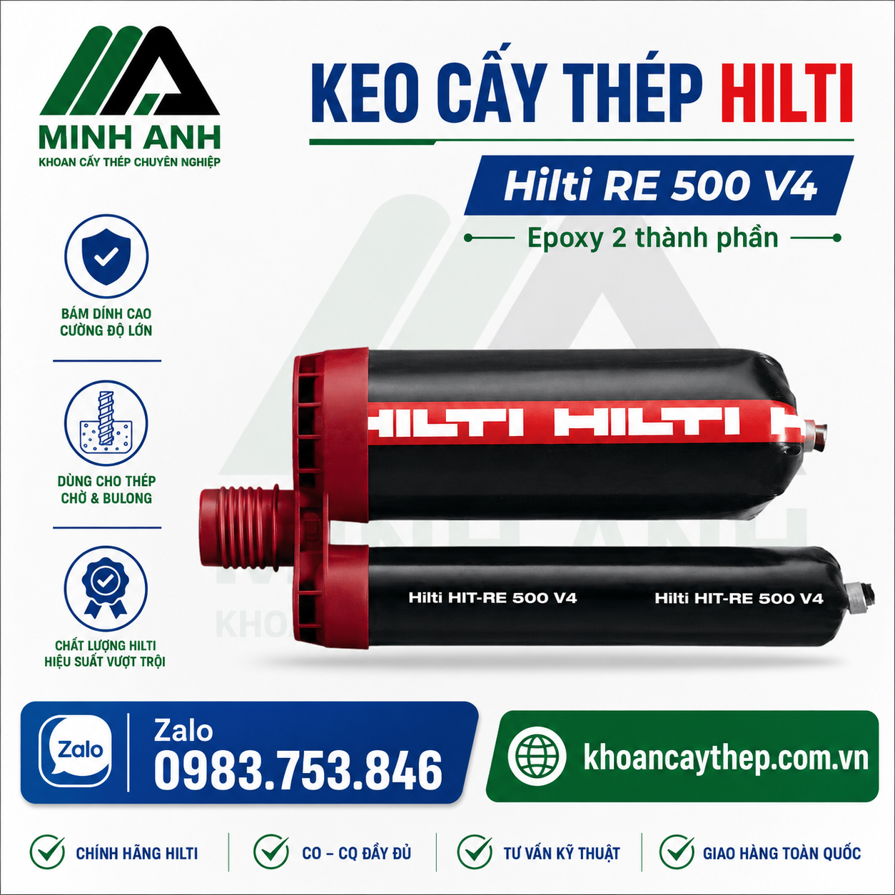 Keo cấy thép hilti RE500 V4