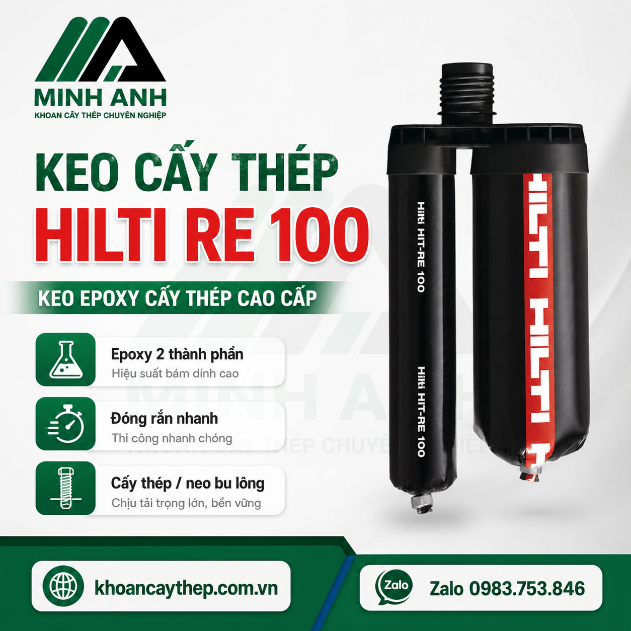 Keo cấy thép Hilti RE 100