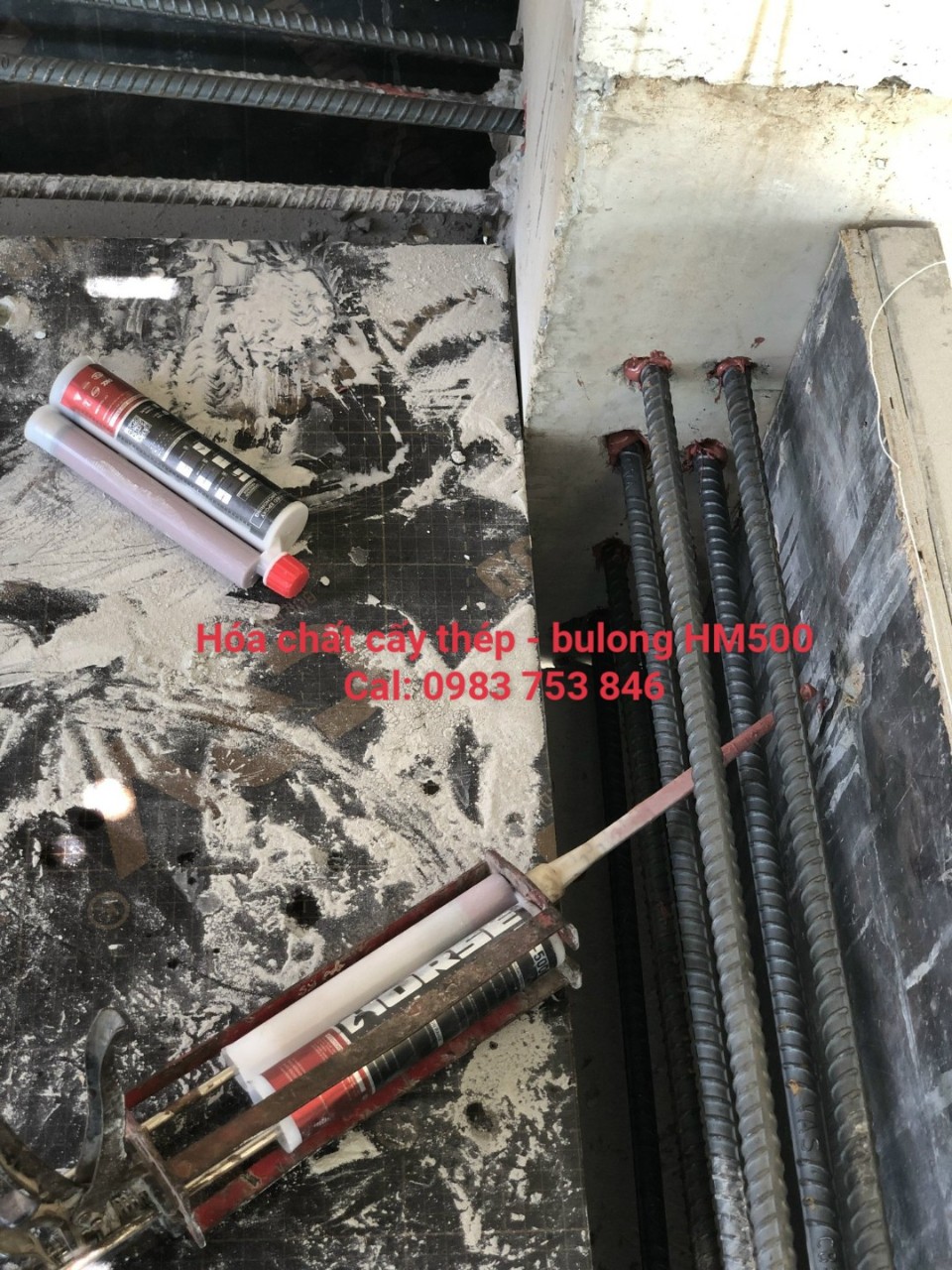 Ứng dụng cấy thép bằng keo HM500