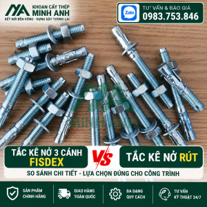 Tắc kê nở 3 cánh so với tắc kê nở rút