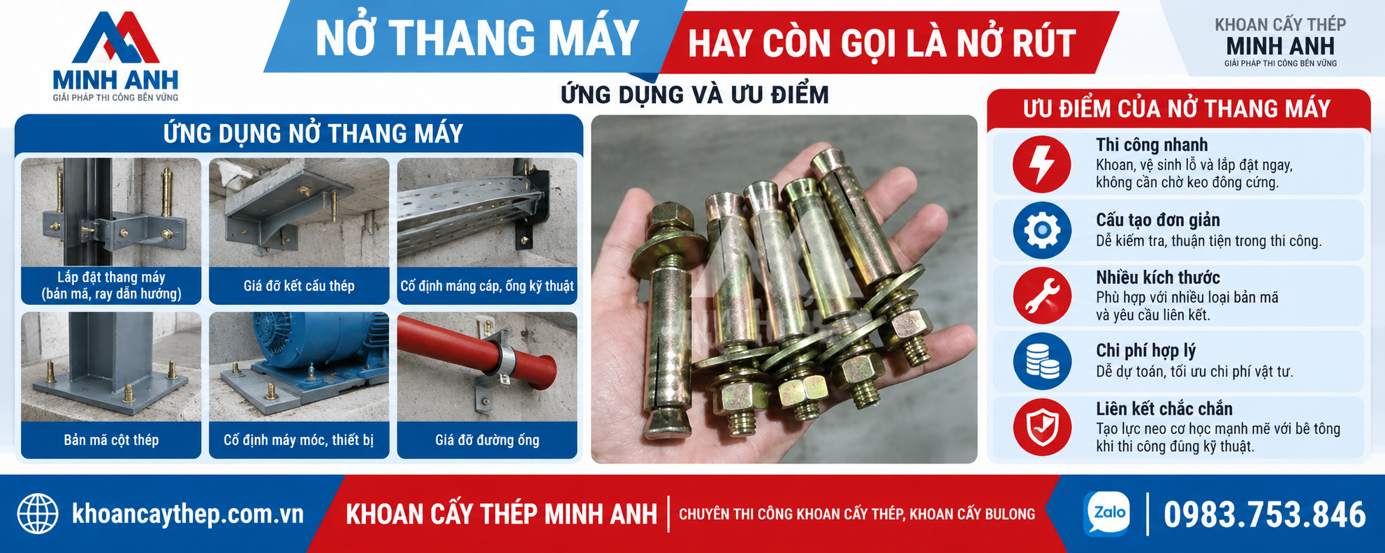 Ứng dụng và ưu điểm của nở thang máy