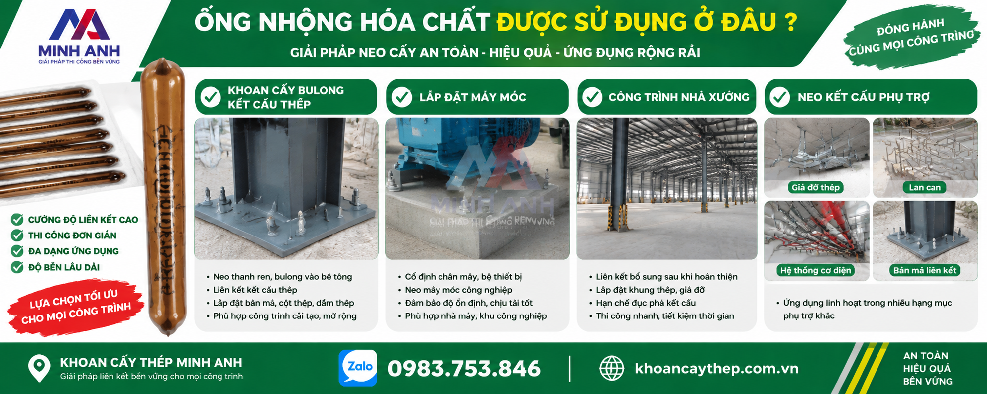 Ống nhộng hóa chất được sử dụng ở đâu?