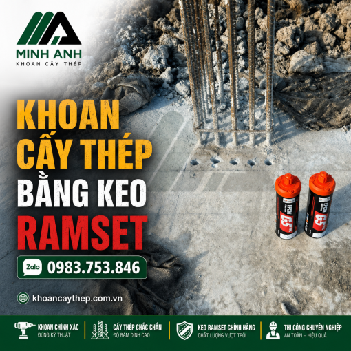 Khoan cấy thép bằng keo Ramset