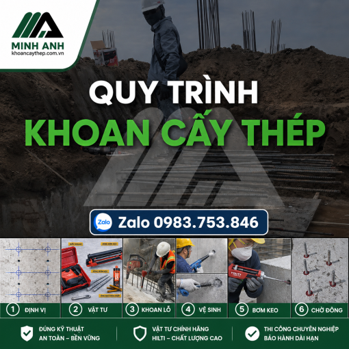 Quy trình thi công khoan cấy thép