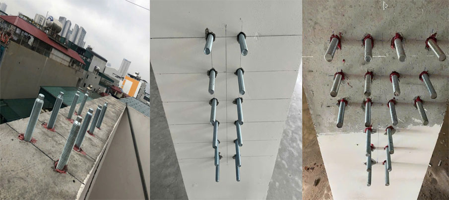 Khoan cấy bu lông bằng keo hoá chất