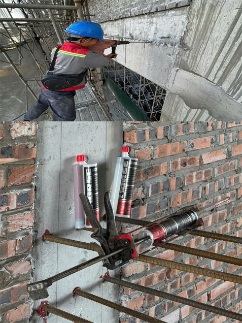 Khaon cấy thép bằng keo HM500