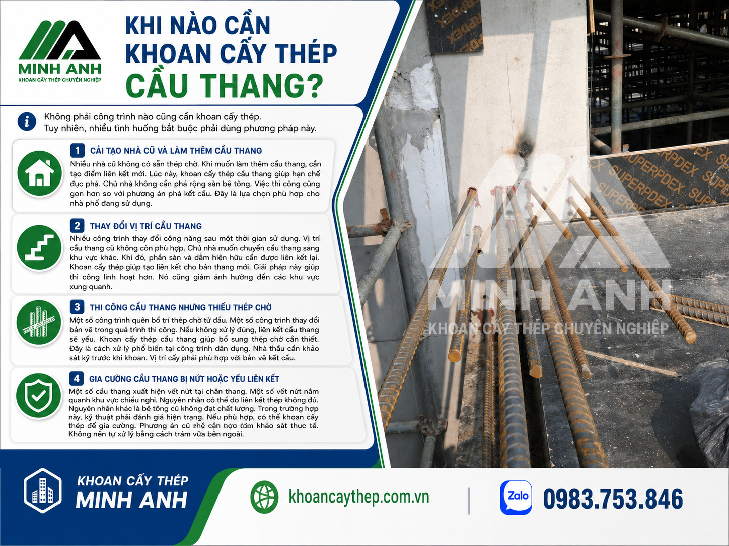 Khi nào cần khoan cấy thép cầu thang?