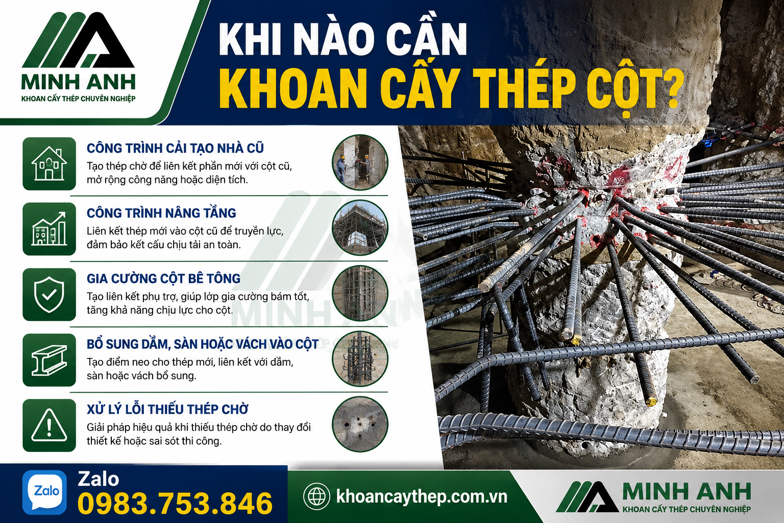 Khi nào cần Khoan cấy thép cột?