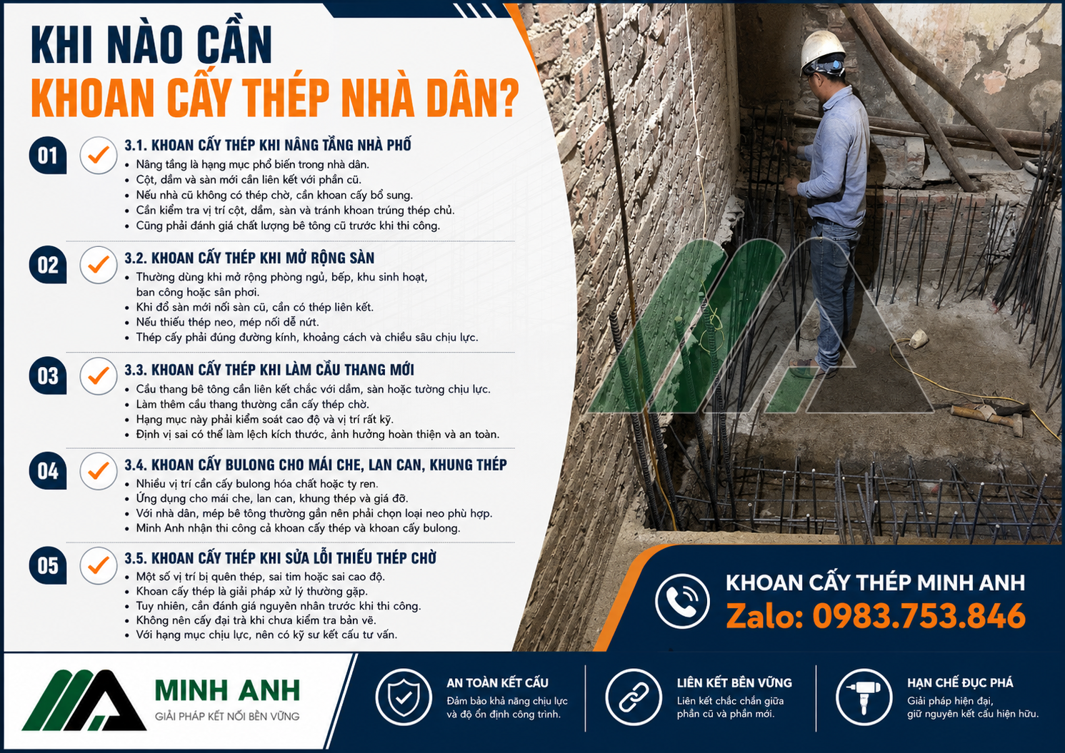 Khi nào cần khoan cấy thép nhà dân?
