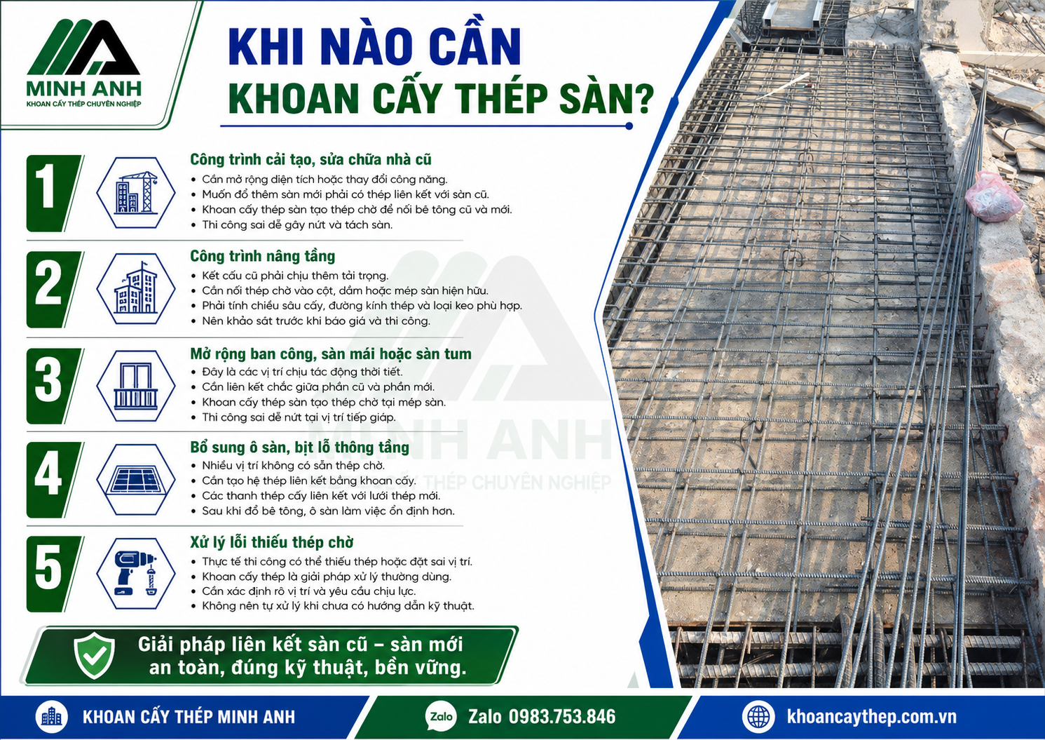 Khi nào cần Khoan cấy thép sàn?