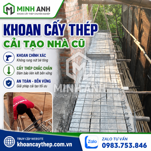 Khoan cấy thép cải tạo nhà cũ