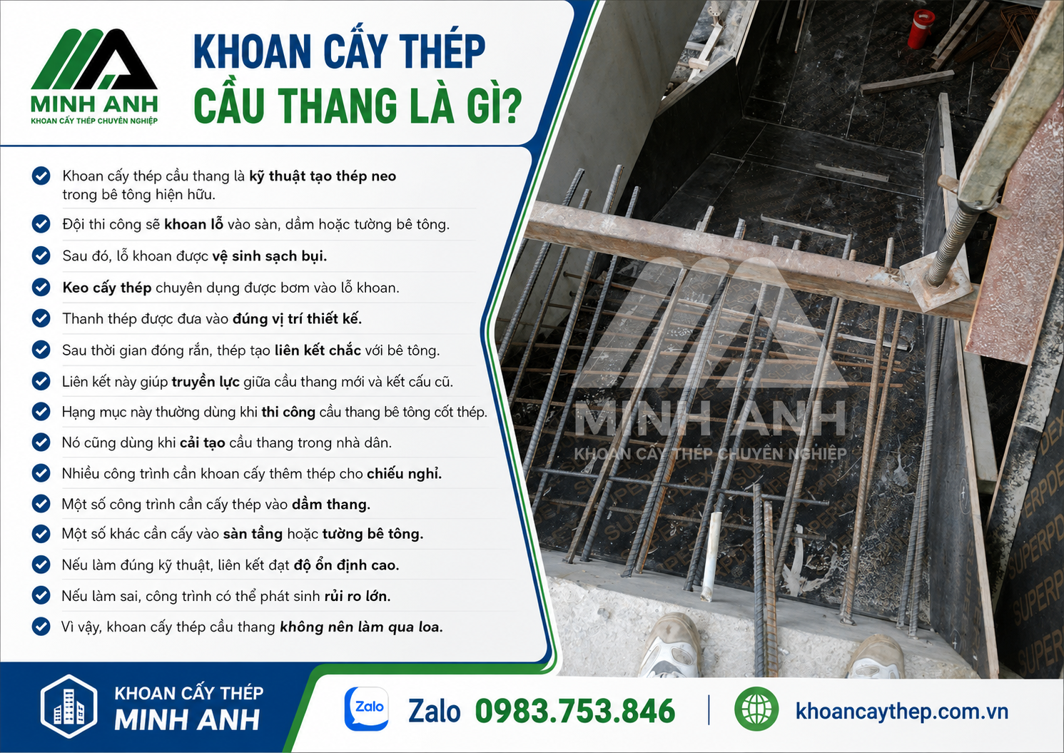 Khoan cấy thép cầu thang là gì?