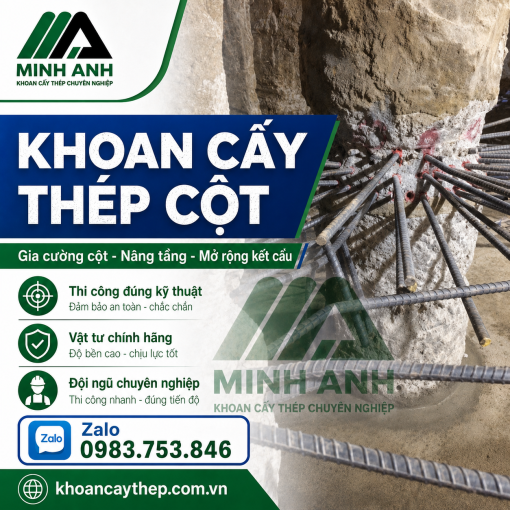 Khoan cấy thép cột