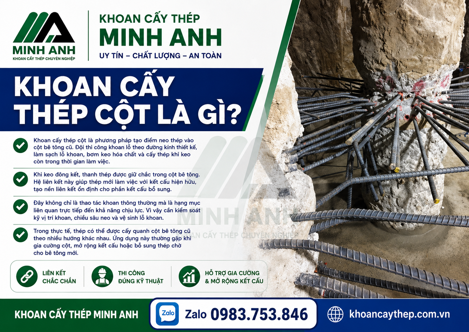 Khoan cấy thép cột là gì?