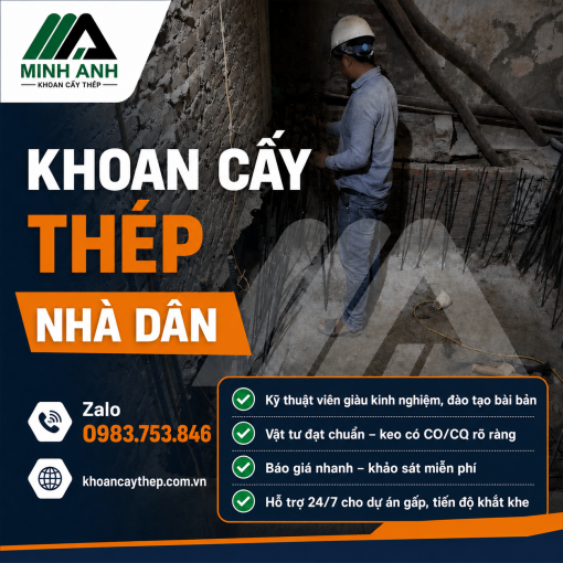 Khoan cấy thép nhà dân