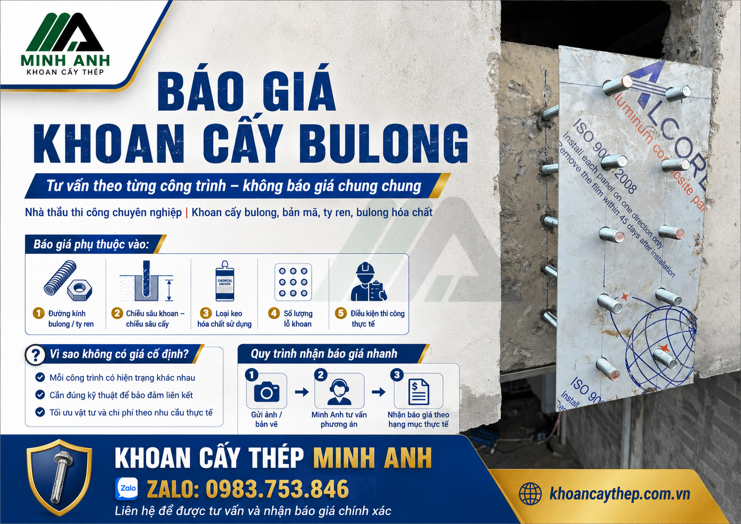 Báo giá khoan cấy bulong