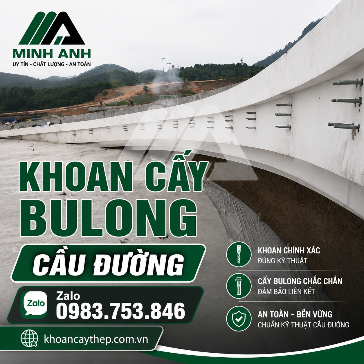 Khoan cấy bulong cầu đường