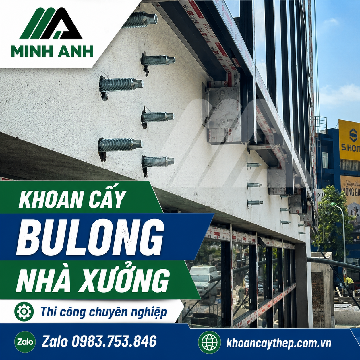 Khoan cấy bulong nhà xưởng
