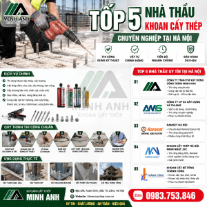 Tốp 5 nhà thầu khoan cấy thép chuyên nghiệp