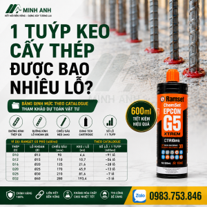 1 tuýp keo cấy thép được bao nhiêu lỗ