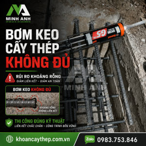 Bơm keo cấy thép không đủ
