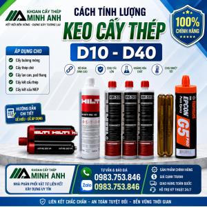 Cách tính lượng keo cấy thép D10–D40