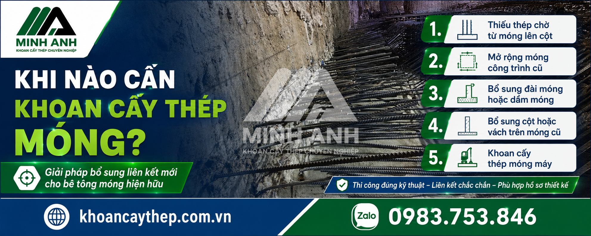 Khi nào cần khoan cấy thép móng?