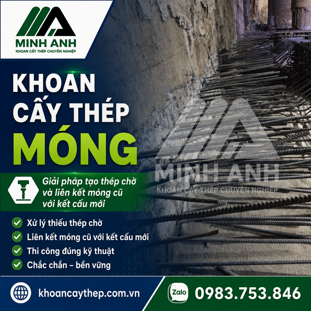 Khoan cấy thép móng