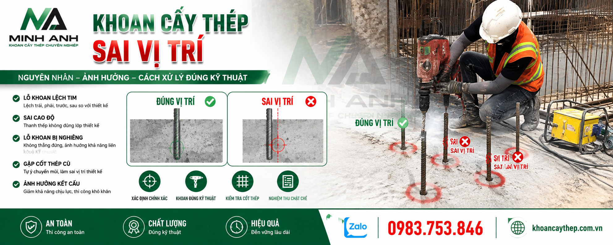 Khoan cấy thép sai vị trí là gì?