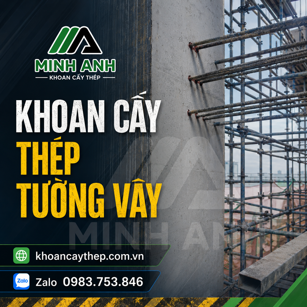 Khoan cấy thép tường vây