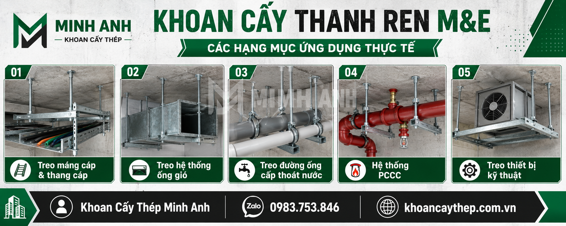 Khoan cấy thanh ren M&E dùng cho những hạng mục nào?