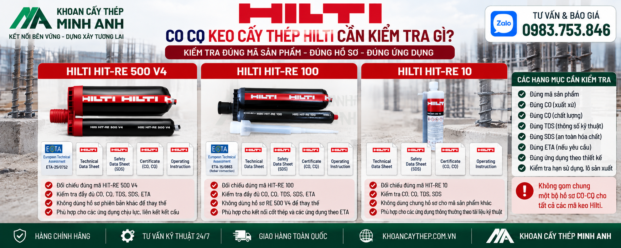 CO CQ keo Hilti cần kiểm tra gì?