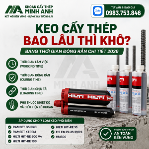 Keo cấy thép bao lâu thì khô